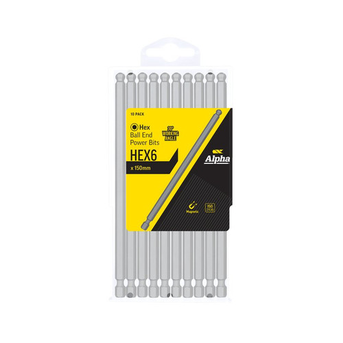 Hex 6 X 150Mm Ball End Power Bit - Handipack (X10) Hex 6 X 150Mm Ball End Power Bit - Handipack (X10)