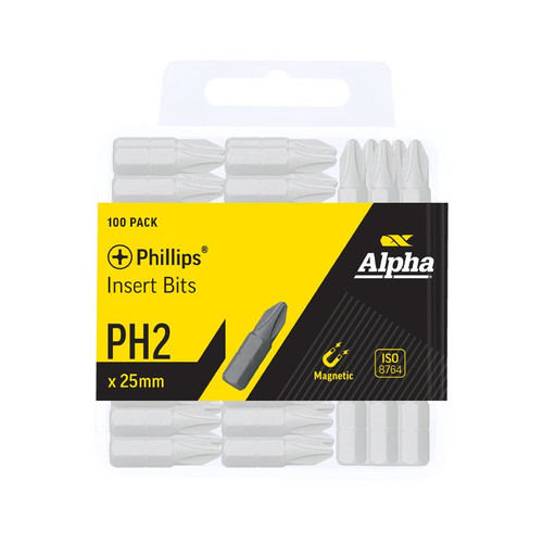 Ph2 X 25Mm Phillips Insert Bits - 100Pcs Bulk Pack
