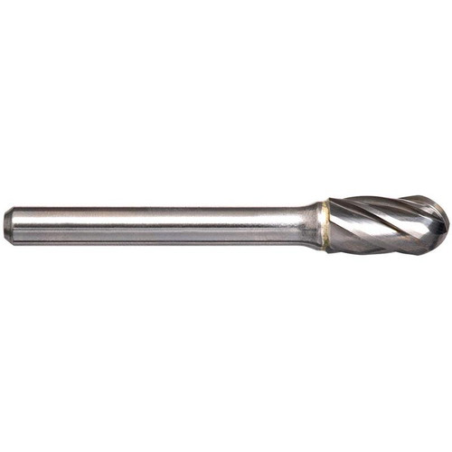 3/4In Cylindrical Ball Nose Carbide Burr, 1/4In Shank Dia - Aluminium Cut