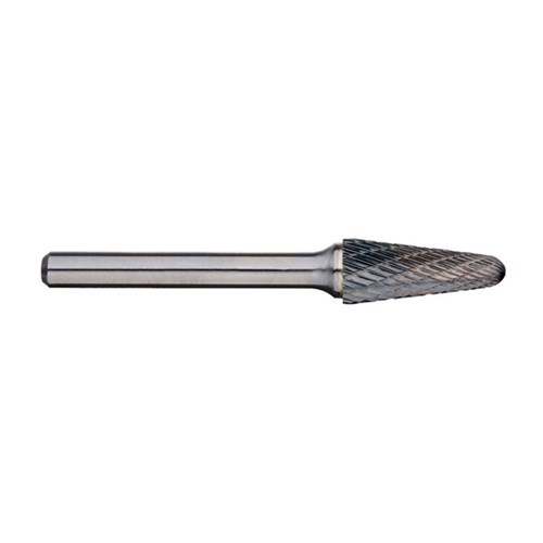 3/8In Included Angle Carbide Burr, 1/4In Shank Dia - 6In Long