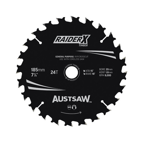 Austsaw Raider X Timber Blade 185Mm X 20/16 Bore X 24 T - 3 Pack