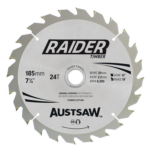 Austsaw Raider Timber Blade 185Mm X 20/16 Bore X 24 T