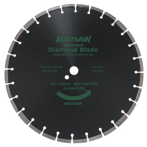 Austsaw - 530Mm(20In) Diamond Blade Segmented General Purpose - 25.4Mm Bore - Gen. Purpose