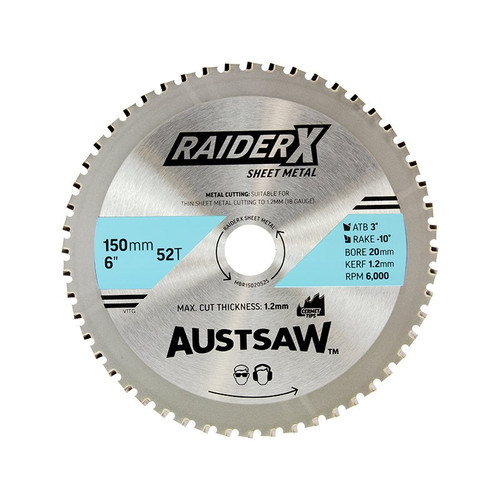 Austsaw Raiderx Sheet Metal Blade 150Mm X 20 X 52T | Cermet