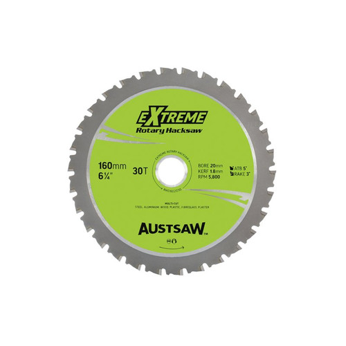 Austsaw - 160Mm (6 1/4In) Rotary Hacksaw Blade - 20Mm Bore - 30 Teeth