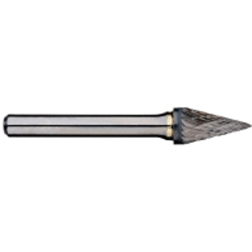 1/8In Pointed Cone Carbide Burr, 1/8In Shank Dia (12° Angle)
