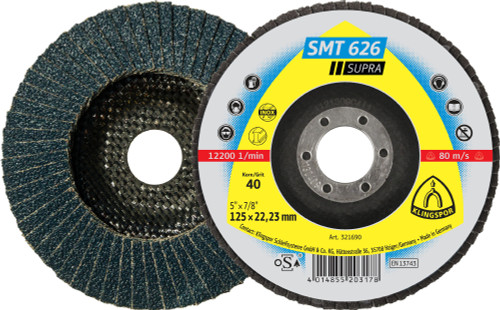 Flap Disc - (Smt626) Supra/Zirconia/6° 60Grit 115X22Mm
