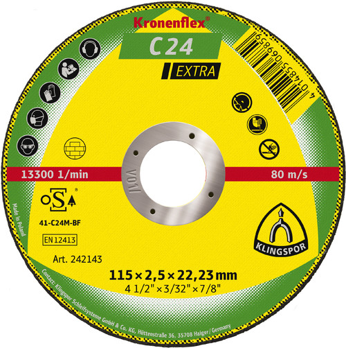 Cutting Off Wheel - (C24) Extra/Flat/13300Rpm Medium 115X2.5X22Mm