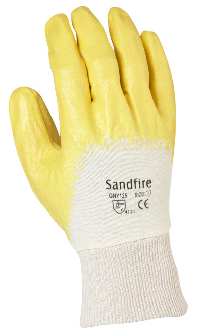 'Sandfire' Yellow Nitrile 3/4 Dipped Jersey Glove - Medium