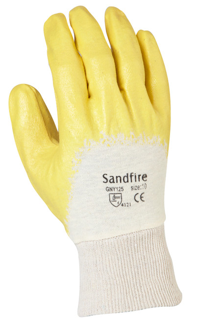 'Sandfire' Yellow Nitrile 3/4 Dipped Jersey Glove - Large