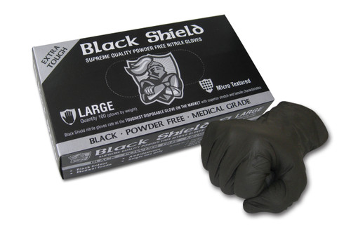 Black Shield Extra Heavy Duty Nitrile - Medium, 100 Per Box