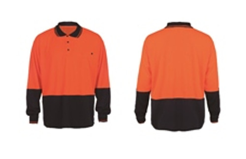 Orange Navy Long Sleeve Polo - Xlarge