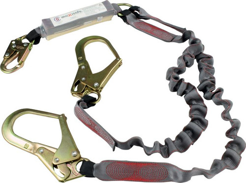 Maxisafe Double Elasticated Lanyard W/ Snaphook & Scaffold Hook, 140Kg Rating - 2M Maxisafe Double Elasticated Lanyard W/ Snaphook & Scaffold Hook, 140Kg Rating - 2M