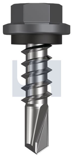 Metal Self Drilling Screw Hex Head + Washer #14-10 X25 Basalt - Cl4