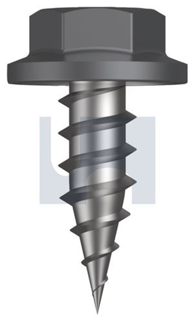 Needle Pt Self Drilling Screw Flanged Hex #8-15 X12 Basalt - Cl4