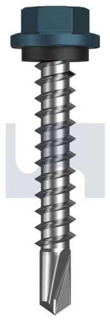 Metal Self Drilling Screw Hex Head + Washer #14-10 X42 Blue Ridge (Pacific Blue) -Cl4