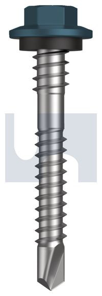 Metal Self Drilling Screw Hex + Washer + Xgrip #12-14 X43 Blue Ridge (Pacific Blue) -Cl4