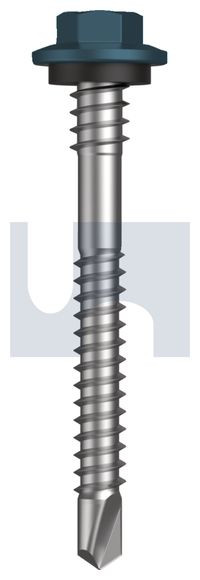 Metal Self Drilling Screw Hex + Washer + Xgrip #12-14 X53 Blue Ridge (Pacific Blue) -Cl4