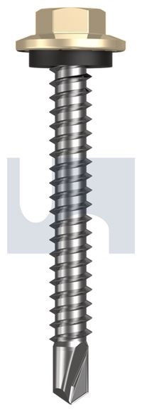 Metal Self Drilling Screw Hex Head + Washer #12-14 X45 Classic Cream (Smooth) -Cl4