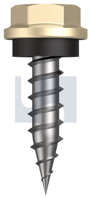 Needle Pt Self Drilling Screw Hex + Wash #10-12 X20 Classic Cream (Smooth) -Cl4