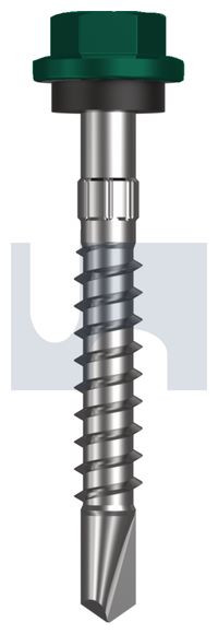 Metal Self Drilling Screw Hex Head + Washer #14-10 X50 Cottage Green (Permanent) -Cl4