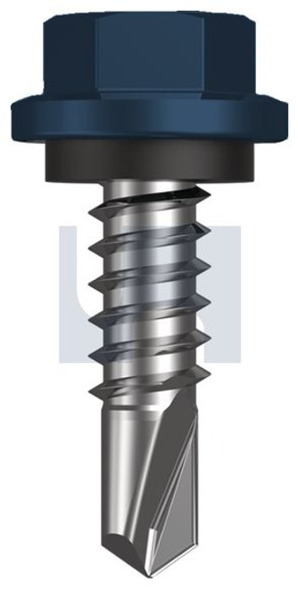 Metal Self Drilling Screw Hex Head + Washer #14-14 X22 Deep Ocean (Storm Blue) -Cl4
