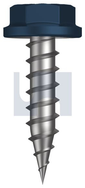 Needle Pt Self Drilling Screw Flanged Hex #10-12 X20 Deep Ocean (Storm Blue) -Cl4