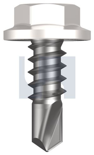 Metal Self Drilling Screw Flanged Hex Head #8-18 X12 Dove White - Cl4