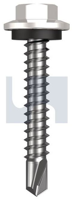 Metal Self Drilling Screw Hex Head + Washer #12-14 X35 Dove White - Cl4