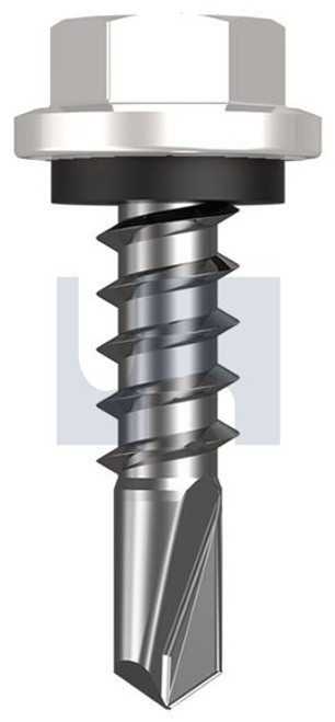 Metal Self Drilling Screw Hex Head + Washer #14-10 X25 Dove White - Cl4
