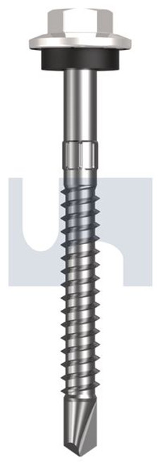 Metal Self Drilling Screw Hex Head + Washer #12-14 X55 Dove White - Cl4