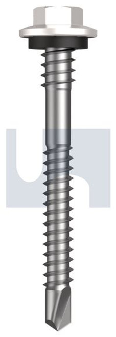 Metal Self Drilling Screw Hex + Washer + Xgrip #12-14 X53 Dove White - Cl4