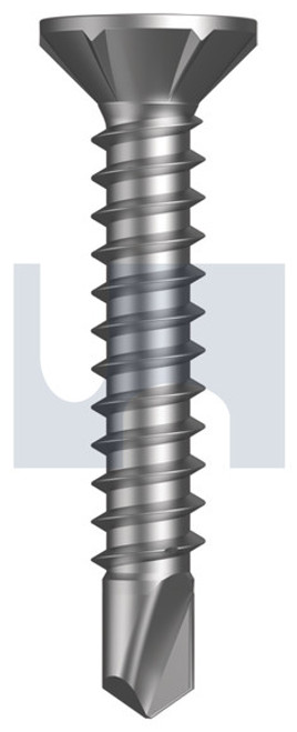 Metal Self Drilling Screw Countersunk Rib #8-18 X25 Dove White - Zyp
