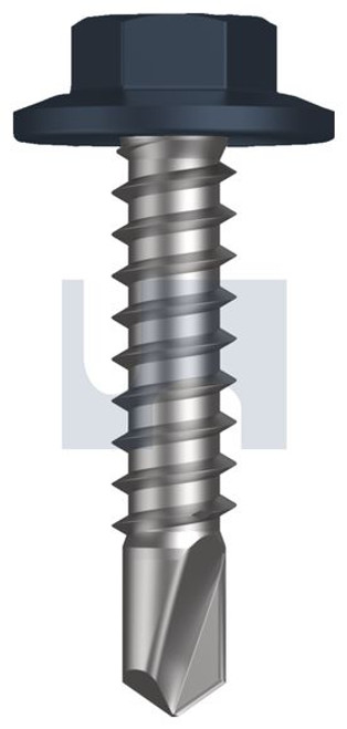 Metal Self Drilling Screw Flanged Hex Head #12-14 X25 Ironstone - Cl4