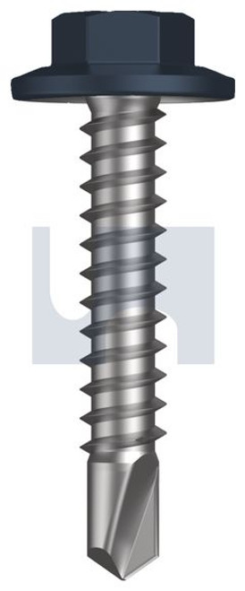 Metal Self Drilling Screw Flanged Hex Head #12-14 X30 Ironstone - Cl4