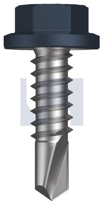 Metal Self Drilling Screw Flanged Hex Head #14-14 X22 Ironstone - Cl4