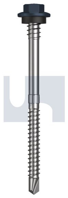 Metal Self Drilling Screw Hex + Washer + Xgrip #12-14 X80 Ironstone - Cl4