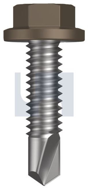 Metal Self Drilling Screw Flanged Hex Head #14-20 X25 Jasper (Sorrell) -Cl4
