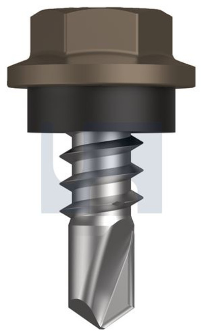 Metal Self Drilling Screw Hex Head + Washer #8-18 X12 Jasper (Sorrell) -Cl4