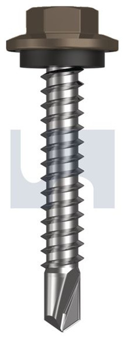Metal Self Drilling Screw Hex Head + Washer #12-14 X35 Jasper (Sorrell) -Cl4