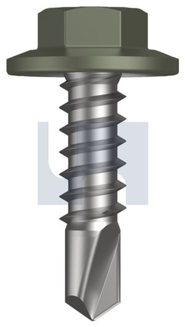 Metal Self Drilling Screw Flanged Hex Head #12-14 X20 Mangrove - Cl4