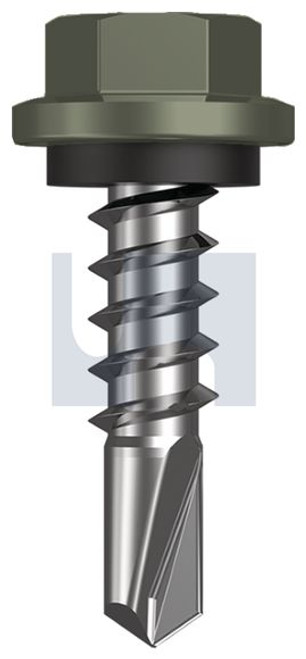 Metal Self Drilling Screw Hex Head + Washer #14-10 X25 Mangrove - Cl4