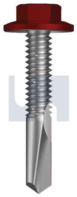 S500 Tiger Self Drilling Screw Flanged Hex Head #12-24 X32 Manor Red (Scoria) -Cl4