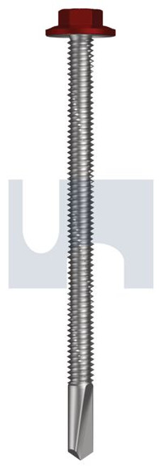 S500 Tiger Self Drilling Screw Flanged Hex Head #12-24 X85 Manor Red (Scoria) -Cl4