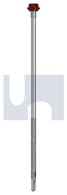 S500 Tiger Self Drilling Screw Hex + Washer + Xgrip #14-20 X200 Manor Red (Scoria) -Cl4