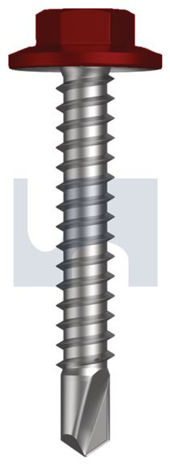 Metal Self Drilling Screw Flanged Hex Head #12-14 X35 Manor Red (Scoria) -Cl3