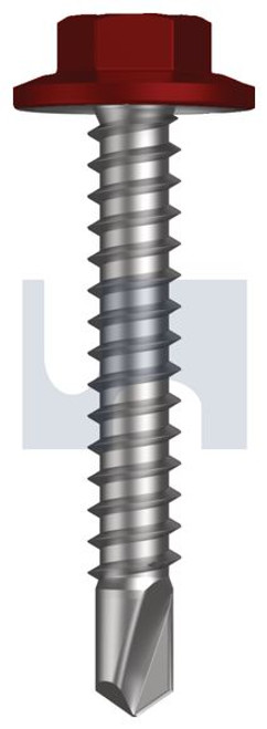Metal Self Drilling Screw Flanged Hex Head #12-14 X35 Manor Red (Scoria) -Cl4