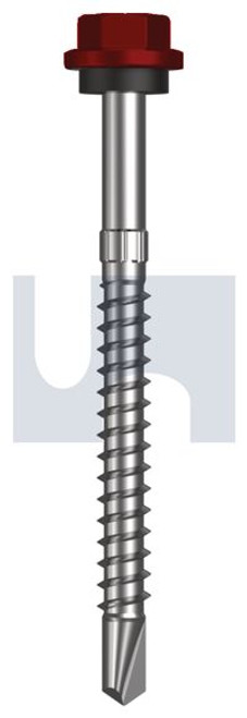 Metal Self Drilling Screw Hex Head + Washer #14-10 X75 Manor Red (Scoria) -Cl4