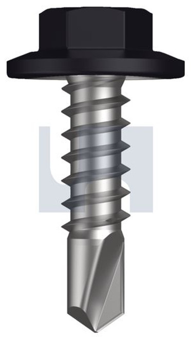 Metal Self Drilling Screw Flanged Hex Head #12-14 X20 Night Sky (Ebony) -Cl4