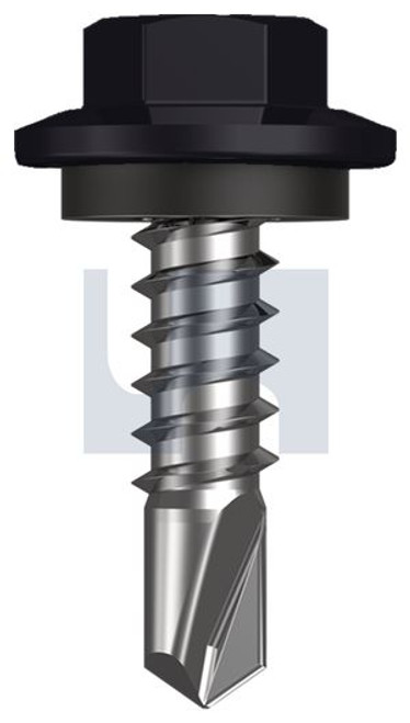 Metal Self Drilling Screw Hex Head + Washer #12-14 X20 Night Sky (Ebony) -Cl4